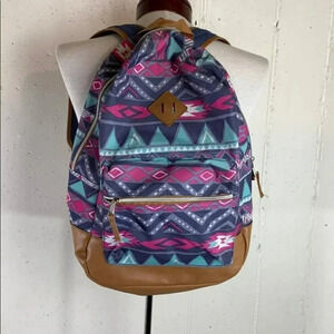 Aztec Southwest print 17” backpack blue pink Tan‎ NEW